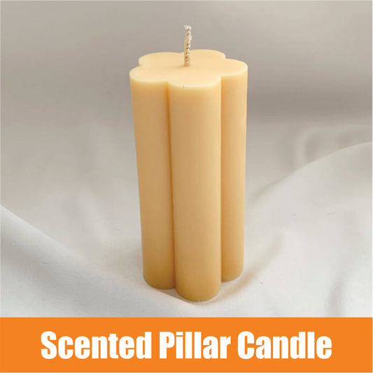 A set of large pillar candles, elegantly crafted and ready to illuminate any space with their warm, inviting glow. Peach Pillar Candles